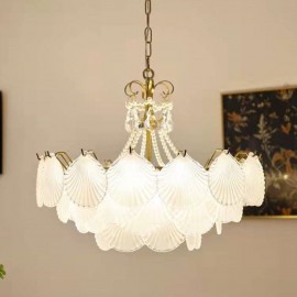 European Glass Pendant Light Post Modern Scallop Hanging Light