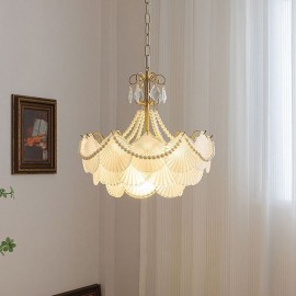 European Glass Pendant Light Elegant Scallop Hanging Light