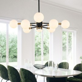 Nordic Glass Pendant Light Milky White Round Lamp Chandelier Light Lighting