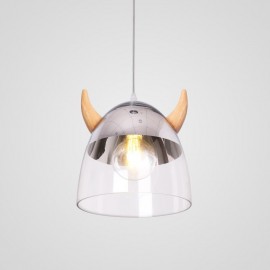 Classical Glass Pendant Light Wood Horn Lamp Creative Light Lighting