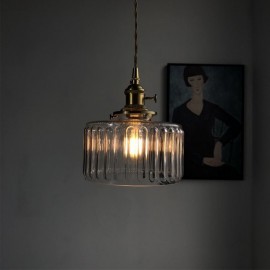 Jelly Jar Clear Ribbed Glass Pendant Light With Twist Switch