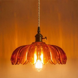 Modern Retro Glass Pendant Lighting Flower Shade Lamp With Twist Switch Light