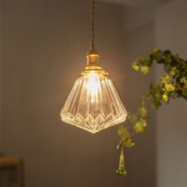 Clear Diamond Ribbed Glass Pendant Light