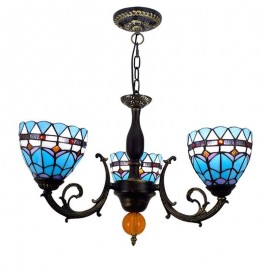 Mediterranean Style Stained Glass Chandelier Glass Pendant Lamp