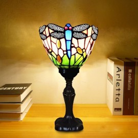 Table Lamp Dragonflys Vintage Stained Glass Desk Lamp