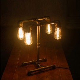 Loft American Industrial Style Pipe Desk Lamp Table Light Edison Light Source For Study Working-FJ-DT2X1-030A0