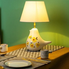 Fabric Table Lamp Minimalist Bird Ceramic Table Light