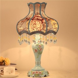 European Table Lamp Bedside Light Fabric Resin Desk Light