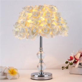 European Crystal Table Lamp Rose Flower Bedside Lamp Wedding Party Decoration Light