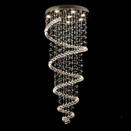 Spiral Modern LED K9 Crystal Ceiling Pendant Light Indoor Chandeliers Home Hanging Down Lighting Fixtures for Stairs Villa High Ceiling
