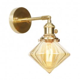 1 Light Pure Brass Northern Europe Modern Wall Light with Glass Shade