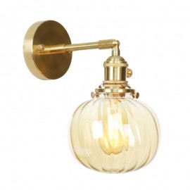 1 Light Pure Brass Northern Europe Modern Bean Wall Light with Ball Glass Shade