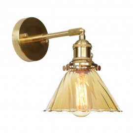 1 Light Pure Brass Northern Europe Modern Wall Light with Glass Shade