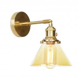 1 Light Pure Brass Northern Europe Modern Wall Light with Glass Shade