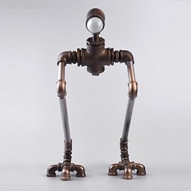 New Robot Light Modern Long Legs Brother Handmade Industrial Vintage Water Pipe Plumbing Pipe Robot Desk Lamp-B007