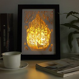 23*23*6CM Christmas Present Novel 3 D Sketch Paper Carving Lamp Creative Mural Frame Lamp Light Led