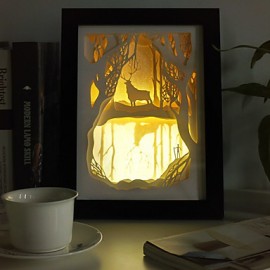 23*23*6CM Christmas Present Novel 3 D Sketch Paper Carving Lamp Creative Mural Frame Lamp Light Led