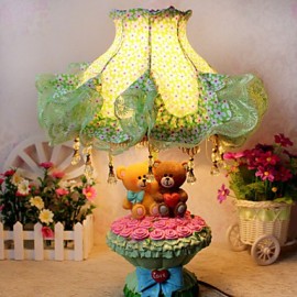Valentine'S Day Couples Bear Children Cloth Art Of Carve Patterns Or Designs On Woodwork Rose Desk Lamp Led Light